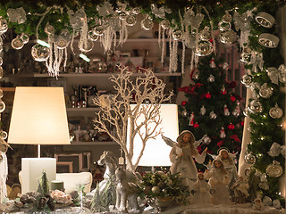 Image showing Christmas shop-window decoration with traditional porcelain figu