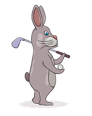 Image showing Rabbit with golf club and ball
