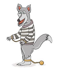 Image showing wolf with chains in striped shirt