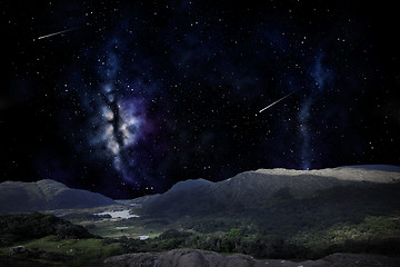 Image showing mountain landscape over night sky or space