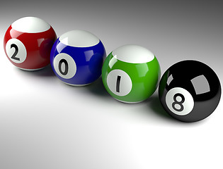 Image showing Pool balls with the Year 2018