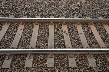 Image showing Railway tracks closeup