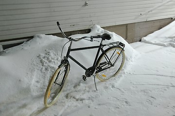 Image showing Bicycle on snow