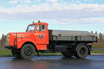 Image showing Beautiful Scania 80 Truck Parked on a Truck Stop