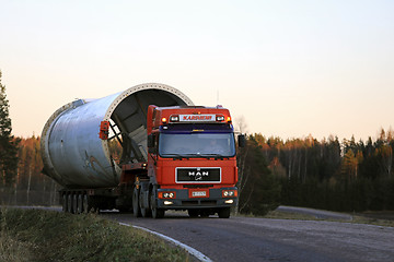 Image showing MAN Semi Trailer Oversize Transport at Dusk