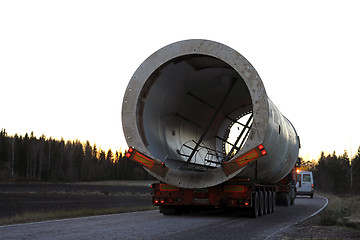 Image showing Oversize Load Transport at Sunset