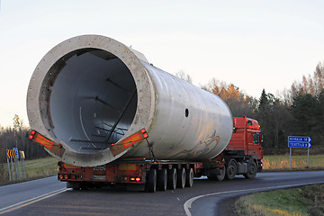 Image showing Oversize Load Transport Turns at Crossroads