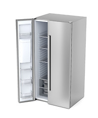 Image showing Side-by-side refrigerator with opened door