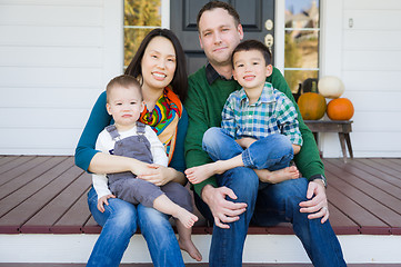 Image showing Mixed Race Chinese and Caucasian Young Family Portrait