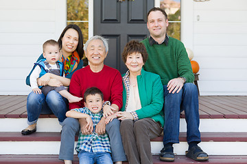 Image showing Multi-generation Chinese and Caucasian Family Portrait