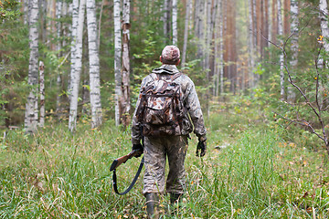 Image showing hunter with gun in the forest