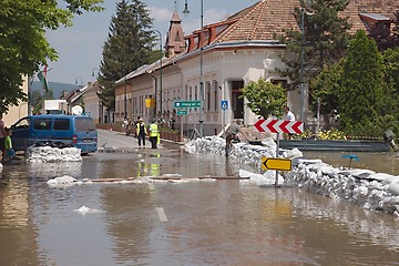 Image showing Flooded street and houses