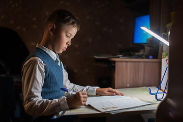 Image showing pupil boy does his homework