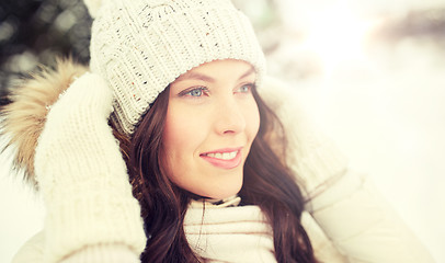 Image showing happy woman outdoors in winter