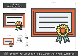 Image showing Graduation certificate line icon.