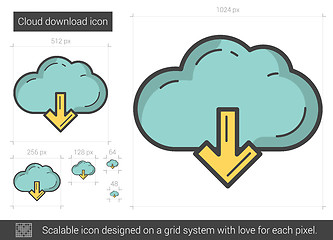 Image showing Cloud download line icon.