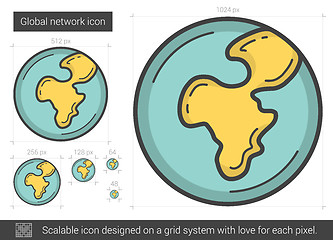 Image showing Global network line icon.