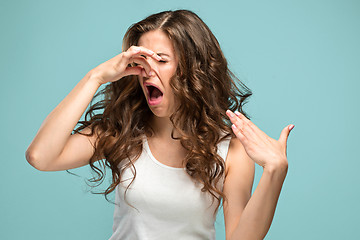 Image showing The portrait of disgusted woman