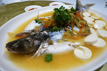 Image showing Patin silver catfish steamed with chinese style