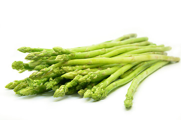 Image showing Bundle of green asparagus shoots