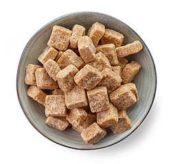 Image showing Bowl of brown sugar cubes