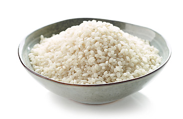 Image showing Bowl of raw round rice