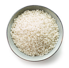 Image showing Bowl of raw round rice