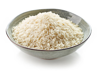 Image showing Bowl of raw long grain rice