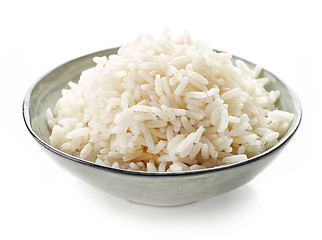 Image showing Bowl of boiled long grain rice