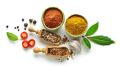 Image showing Various spices isolated on white background