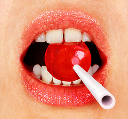 Image showing lollipop in mouth