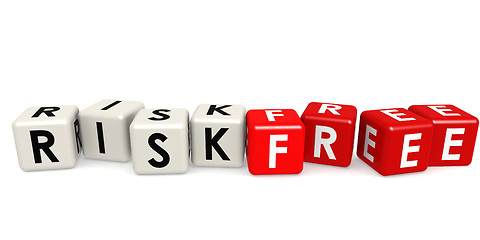 Image showing Red and white cube with risk free word