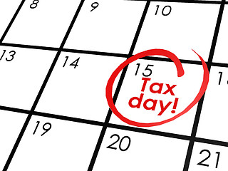 Image showing Tax day on white calendar