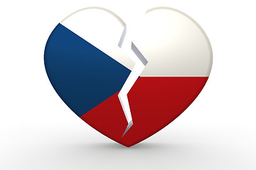 Image showing Broken white heart shape with Czech Republic flag