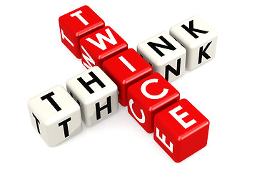 Image showing Think twice buzzword in red and white