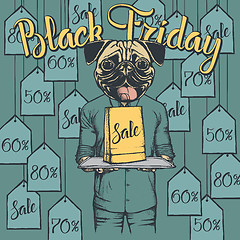 Image showing Vector illustration of dog on Black Friday