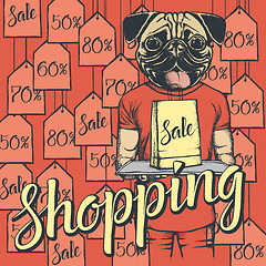 Image showing Vector illustration of dog on Black Friday