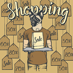 Image showing Vector illustration of cat on Black Friday