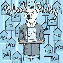 Image showing Vector illustration of bear on Black Friday