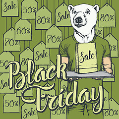 Image showing Vector illustration of bear on Black Friday