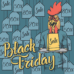 Image showing Vector illustration of cock on Black Friday