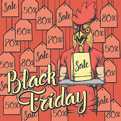 Image showing Vector illustration of cock on Black Friday