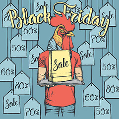 Image showing Vector illustration of cock on Black Friday