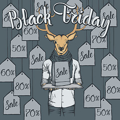 Image showing Vector illustration of deer on Black Friday