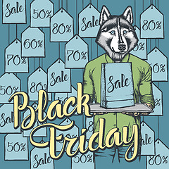 Image showing Vector illustration of dog on Black Friday