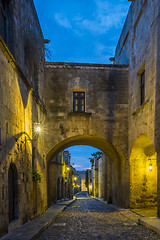 Image showing streets of the Knights in the old town of  Rhodes 