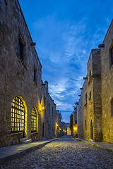 Image showing streets of the Knights in the old town of  Rhodes 