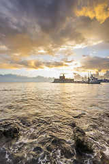 Image showing Agios Nikolaos fortress on the Mandraki harbour of Rhodes Greece