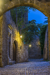 Image showing streets of the Knights in the old town of  Rhodes 