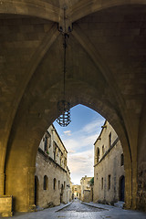 Image showing streets of the Knights in the old town of  Rhodes 